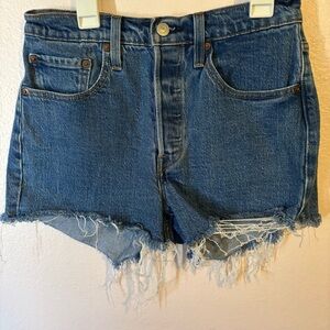Levi's Blue Distressed Cutoff Denim Shorts Levi 501 Jean Shorts